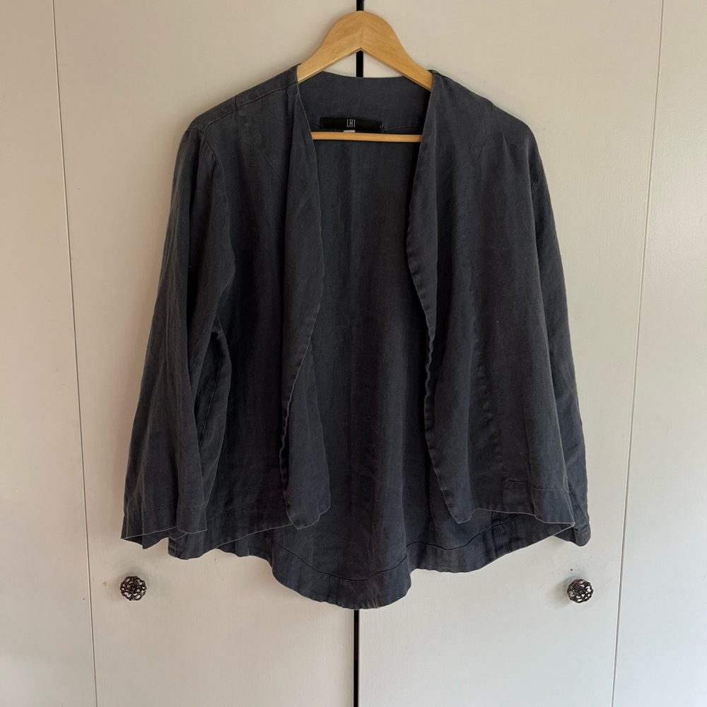 Women's Open-Front Lightweight Jacket - Charcoal